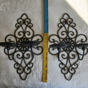 Elegant Wrought Iron Metal Wall Sconce Set